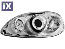 Φανάρια εμπρός angel eyes για Honda Civic (1996-1999) - chrome , με λάμπες (Η1) - σετ 2τμχ.