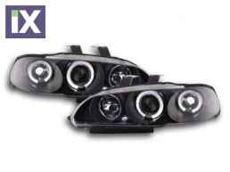 Φανάρια εμπρός angel eyes για Honda Civic 2/3 πορτο (1992-1995) - μαύρα , με λάμπες (Η1) - σετ 2τμχ.