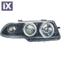 Φανάρια εμπρός angel eyes για Opel Astra F (1991-1999) - μαύρα , με λάμπες (Η1) - σετ 2τμχ.