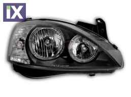 Φανάρια εμπρός angel eyes για Opel Corsa C(2001-2006) - μαύρα , χωρίς λάμπες (Η7) - σετ 2τμχ.