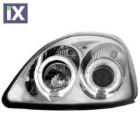 Φανάρια εμπρός angel eyes για Toyota Yaris (1998-2003) - chrome , με λάμπες (Η1) - σετ 2τμχ.