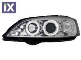 Φανάρια εμπρός led angel eyes για Opel Astra G (1998-2004) - chrome , με λάμπες (Η1) - σετ 2τμχ.