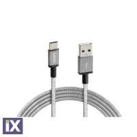 ΚΑΛΩΔΙΟ USB ΦΟΡΤΙΣΗΣ & ΣΥΓΧΡΟΝΙΣΜΟΥ IRON SILVER LINE - TYPE C (100 cm)